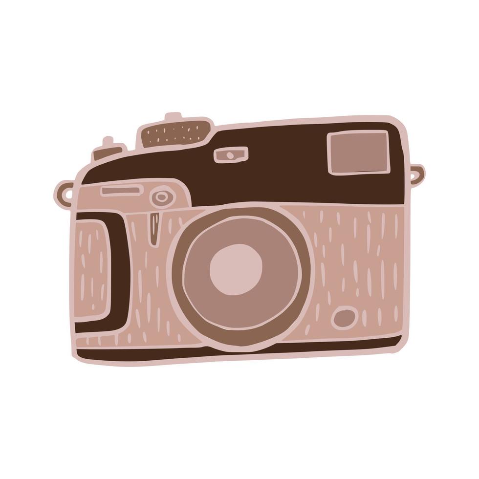 fotocamera retrò membranosa isolata su sfondo bianco. macchina fotografica classica dell'illustrazione disegnata a mano. vettore