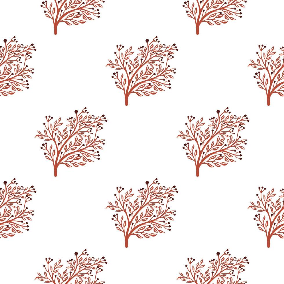 motivo floreale isolato senza cuciture con stampa di sagome di arbusto rosa doodle. sfondo bianco. stile semplice. vettore