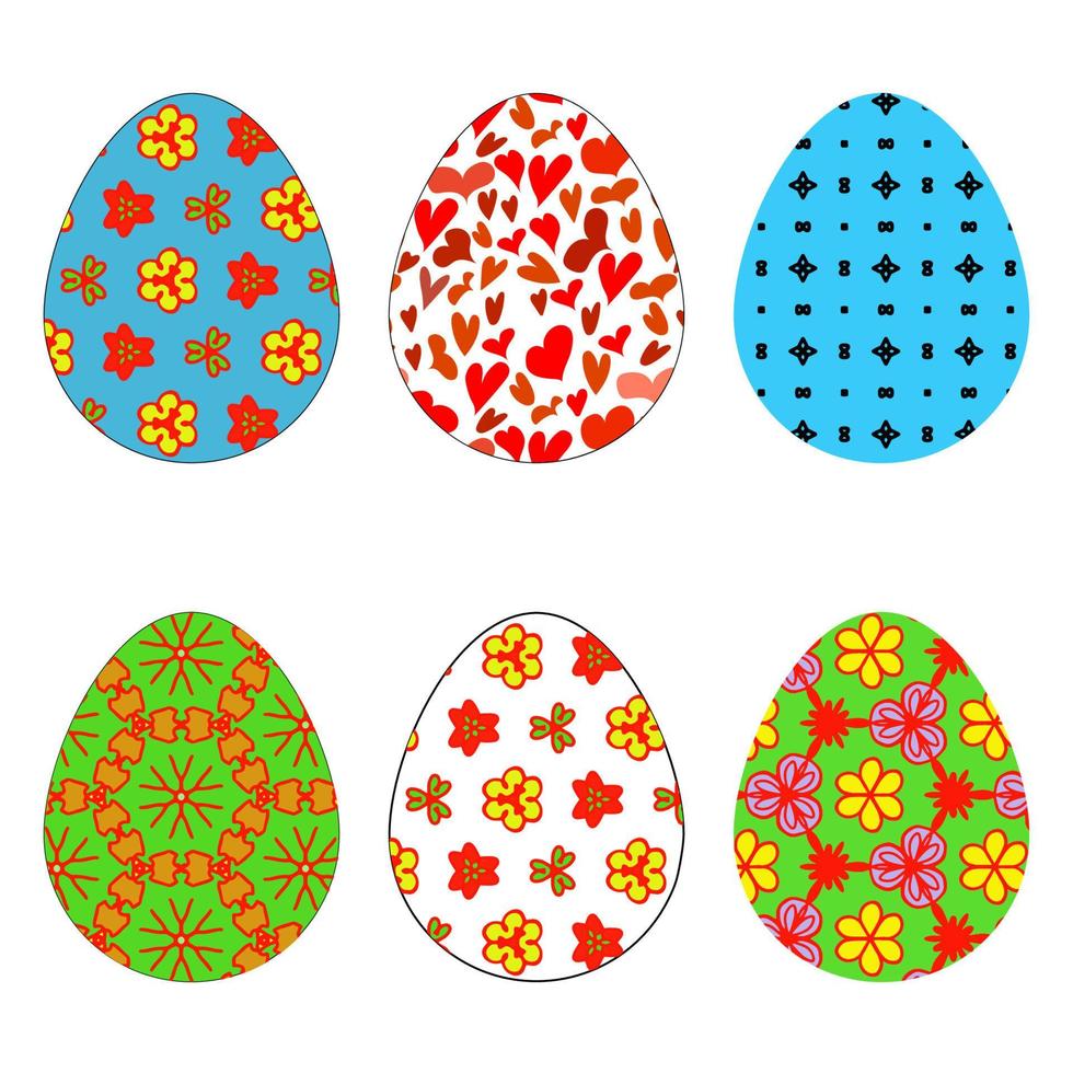 un set di uova colorate per pasqua vettore