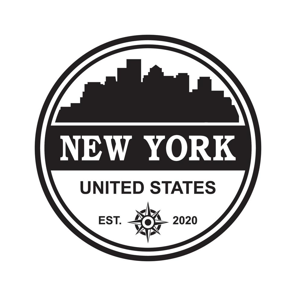 vettore della siluetta dell'orizzonte di new york, logo dell'america
