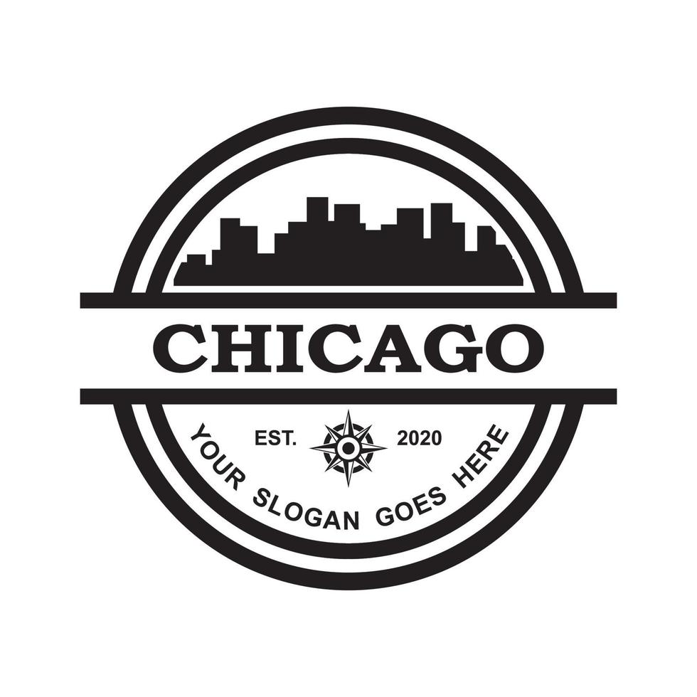 vettore della siluetta dell'orizzonte di chicago, logo dell'america