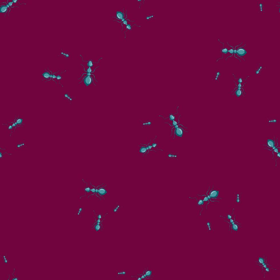 modello senza cuciture di formiche. insetti su sfondo colorato. illustrazione vettoriale per il tessile