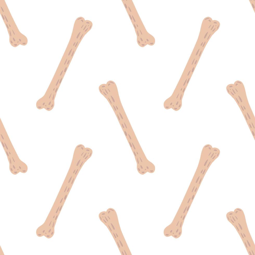 modello senza cuciture isolato con semplice ornamento di cartone animato di ossa rosa. sfondo di snack per cani con sfondo bianco. vettore