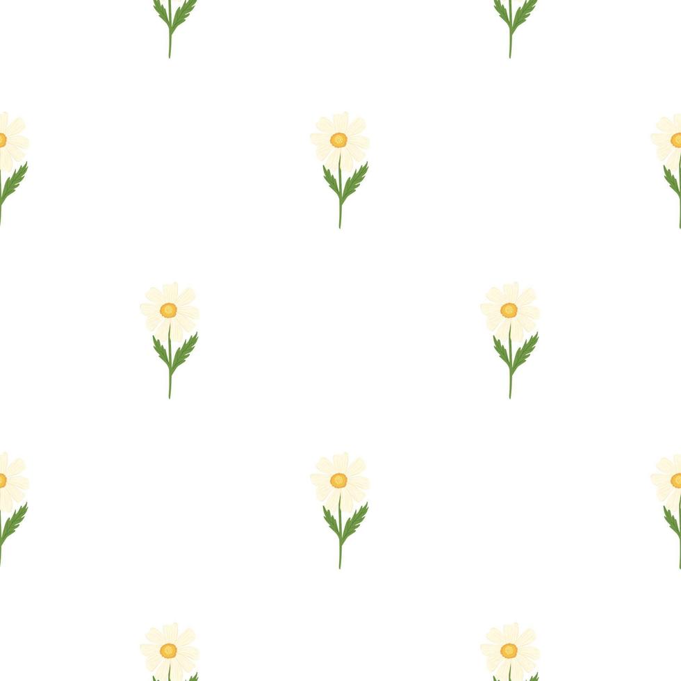 modello di camomilla senza cuciture in stile a mano libera. fiori di primavera su sfondo colorato. illustrazione vettoriale per il tessile.