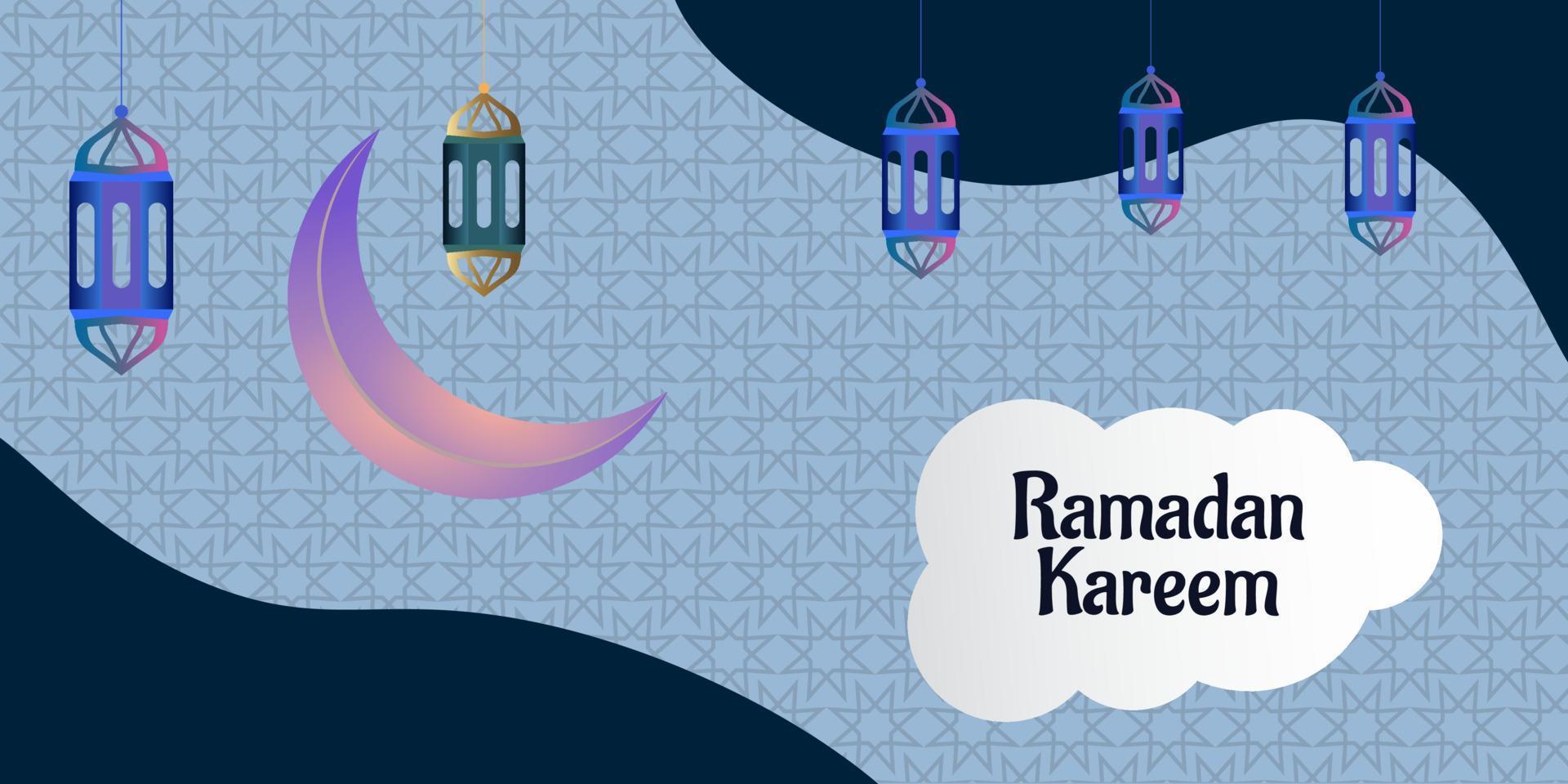 sfondo blu ramadan kareem celebrare. mese di digiuno musulmano vettore