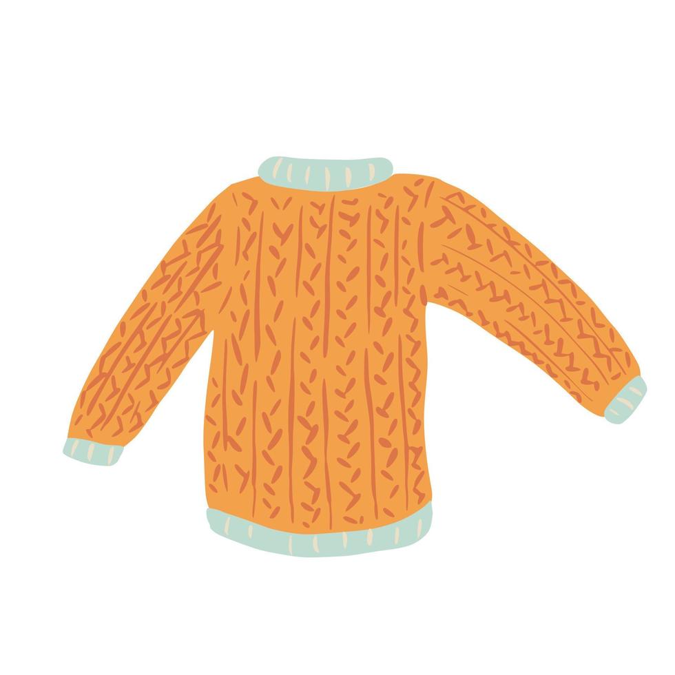 maglione di lana isolato su sfondo bianco. giallo brutto maglione schizzo disegnato a mano in stile doodle. vettore