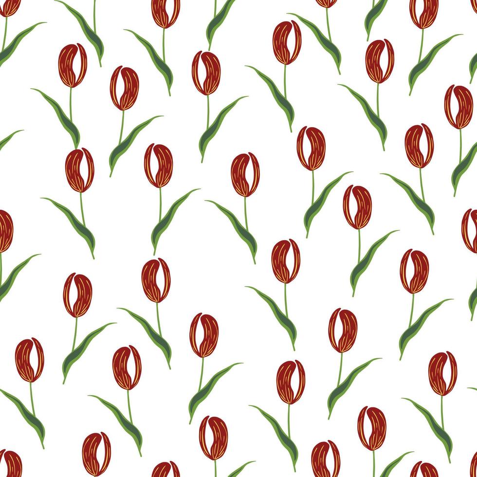 tulipano rosso fiori elementi senza cuciture in stile fioritura. stampa creativa isolata. sfondo floreale casuale. vettore