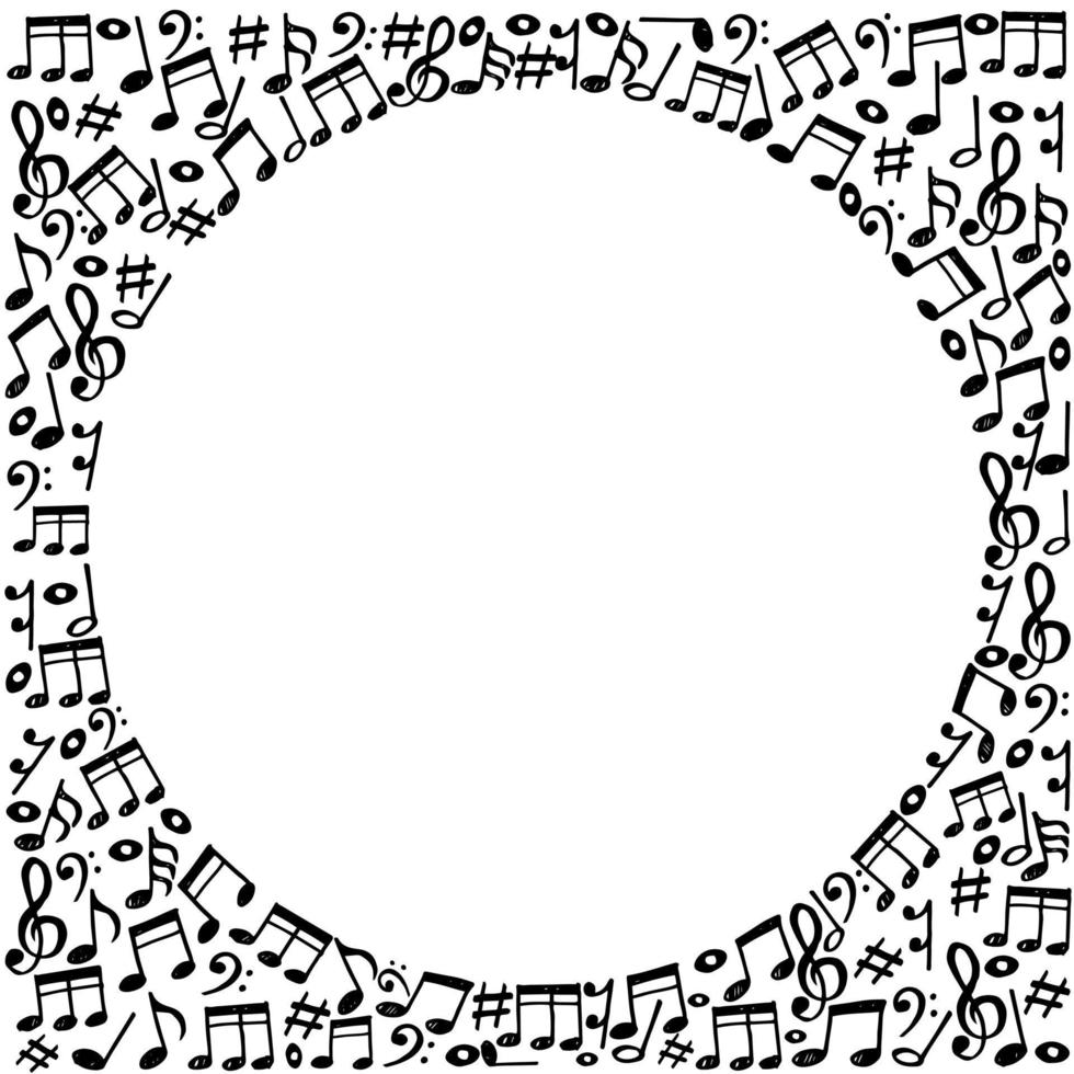 doodle note musicali pattern di sfondo. musicale astratto su sfondo bianco. vettore