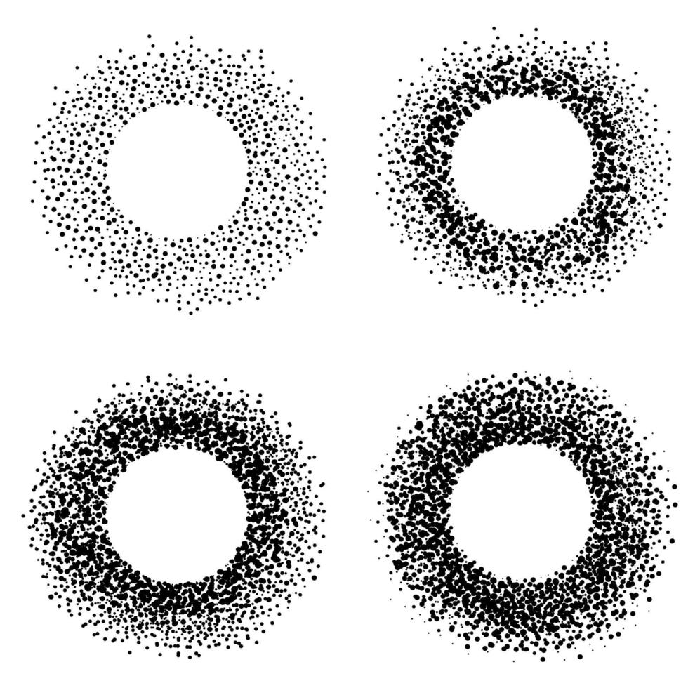 insieme di sfondi astratti. cerchio, forme ad anello fatte di macchie, punti e blots.vector illustrazione. vettore