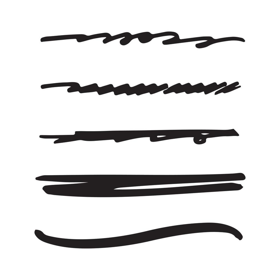 set di linee di pennellate di inchiostro nero. set di illustrazione vettoriale di linea.