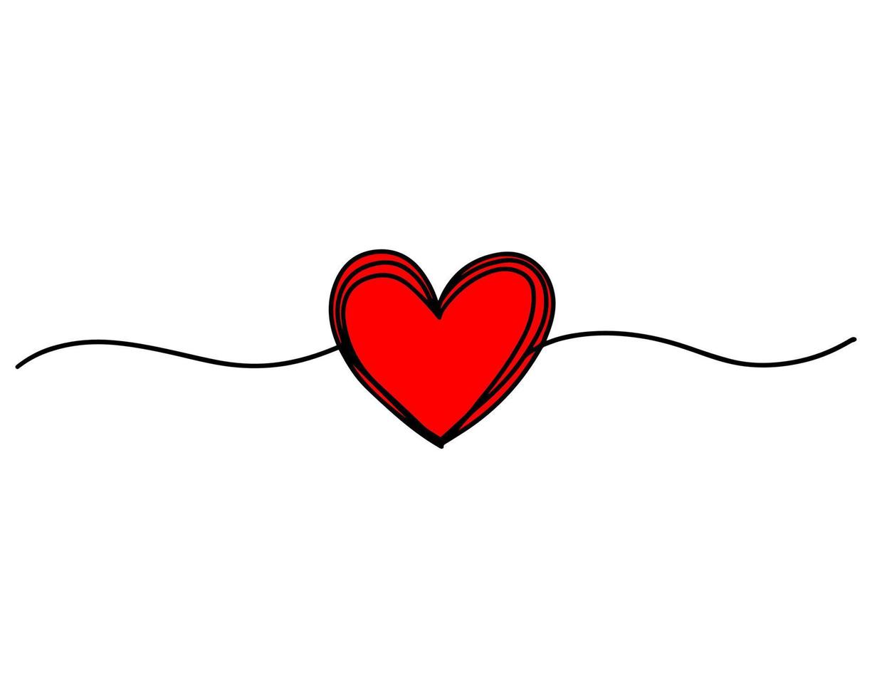 aggrovigliato grungy rotondo scarabocchio disegnato a mano cuore con linea sottile, forma divisoria. illustrazione vettoriale isolato su sfondo bianco.