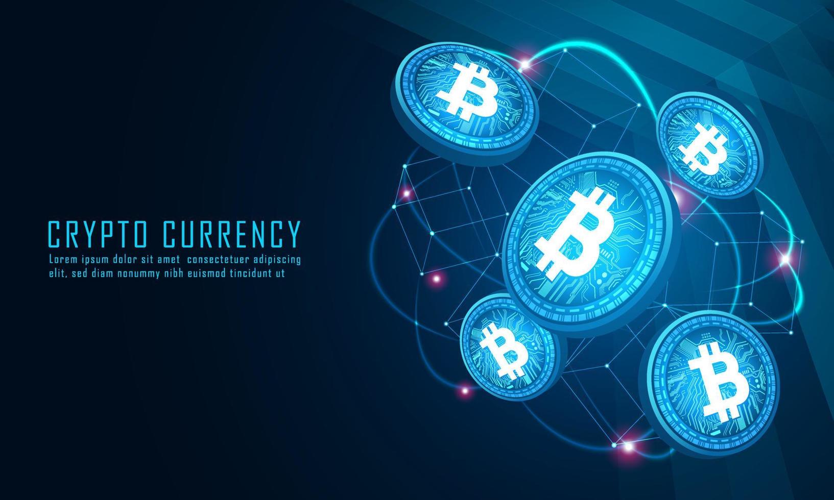 La valuta crittografica bitcoin che vola in alto rappresenta un trend rialzista nel concetto futuristico. vettore