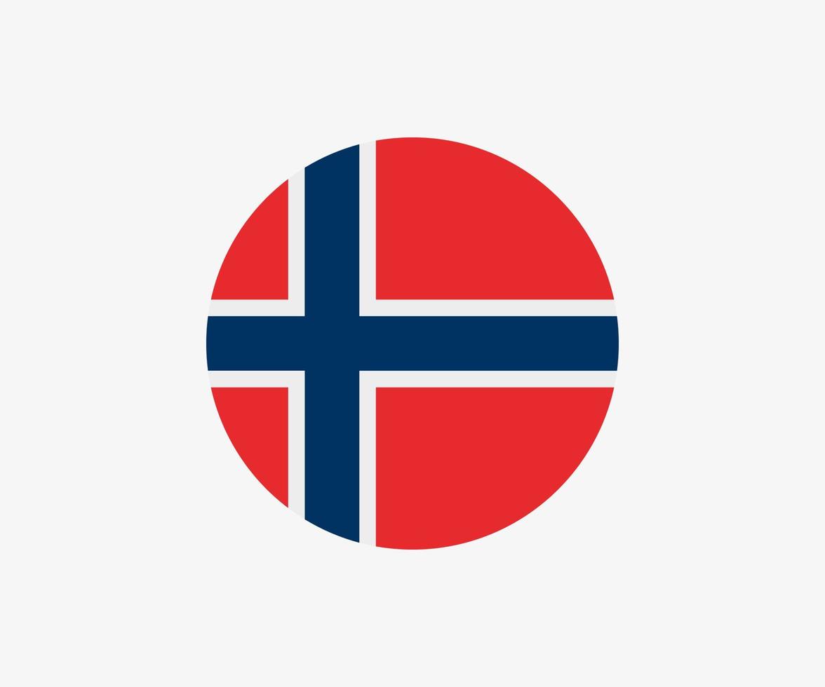 icona rotonda della bandiera norvegese isolata su sfondo bianco. la bandiera della Norvegia in un cerchio vettore
