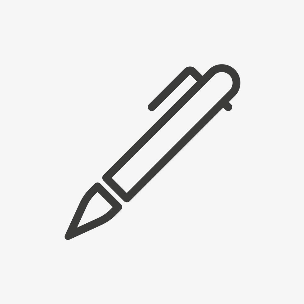 icona di vettore del profilo della penna isolato su priorità bassa bianca