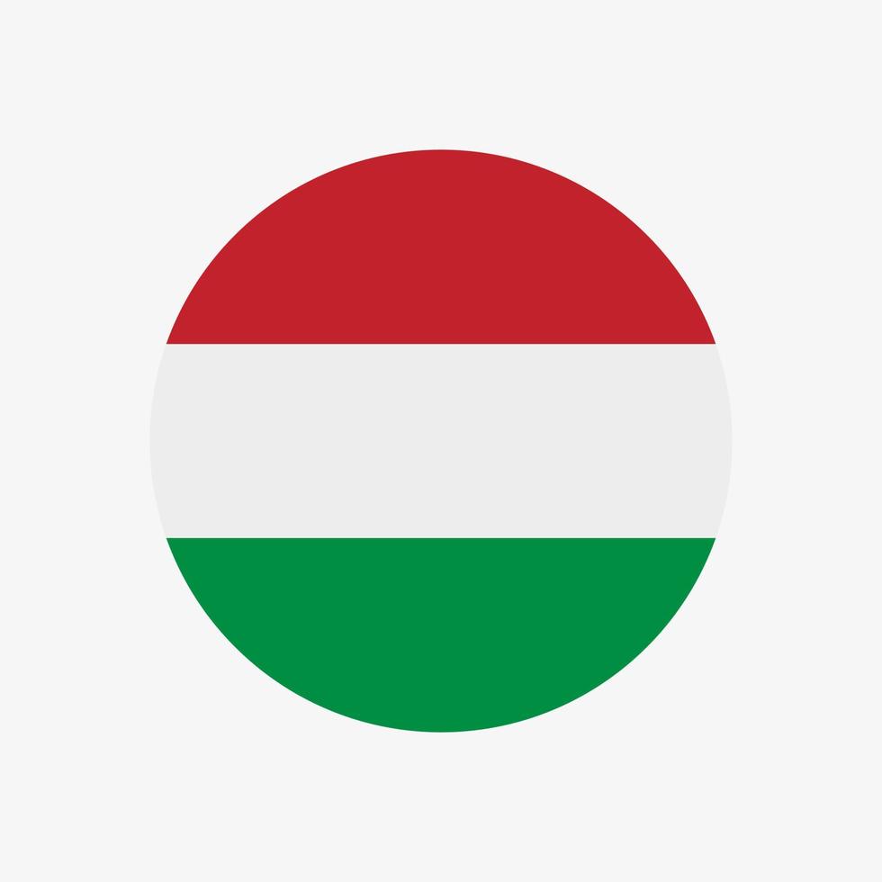 icona di vettore di bandiera ungherese rotonda isolata su sfondo bianco. la bandiera dell'Ungheria in un cerchio