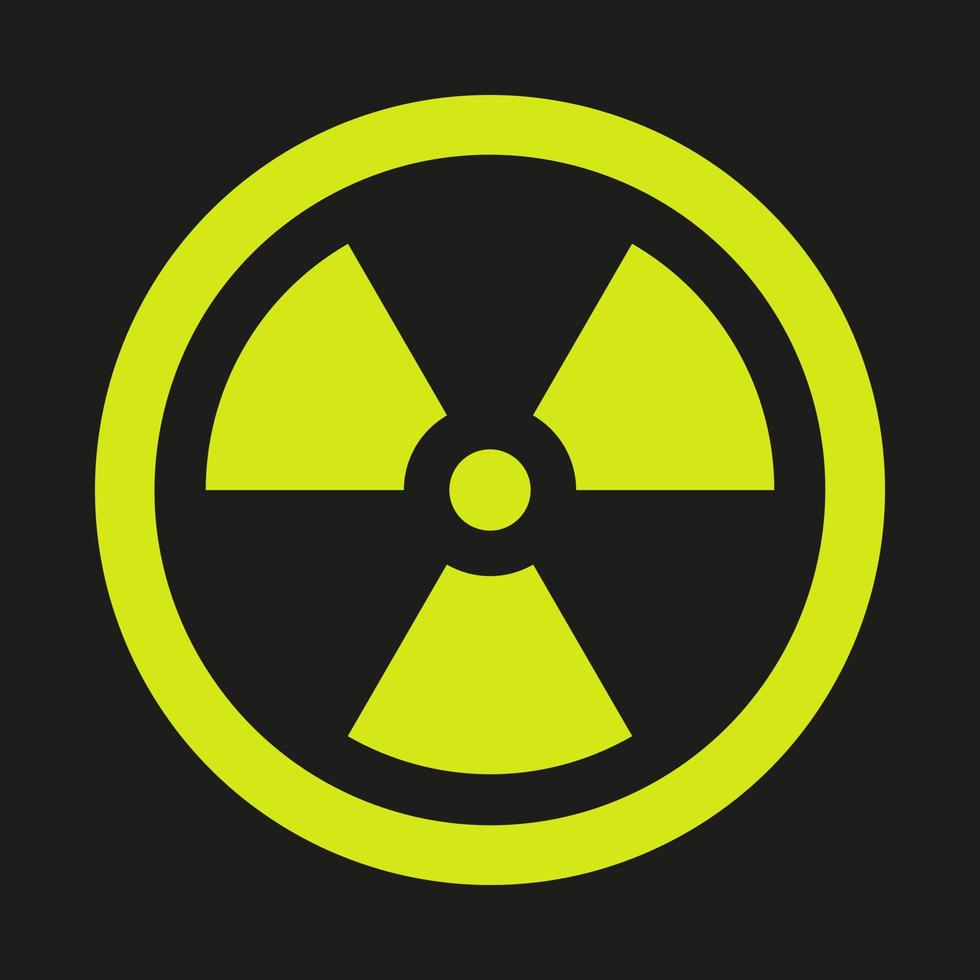 un'icona vettoriale gialla di radiazione isolata su sfondo nero