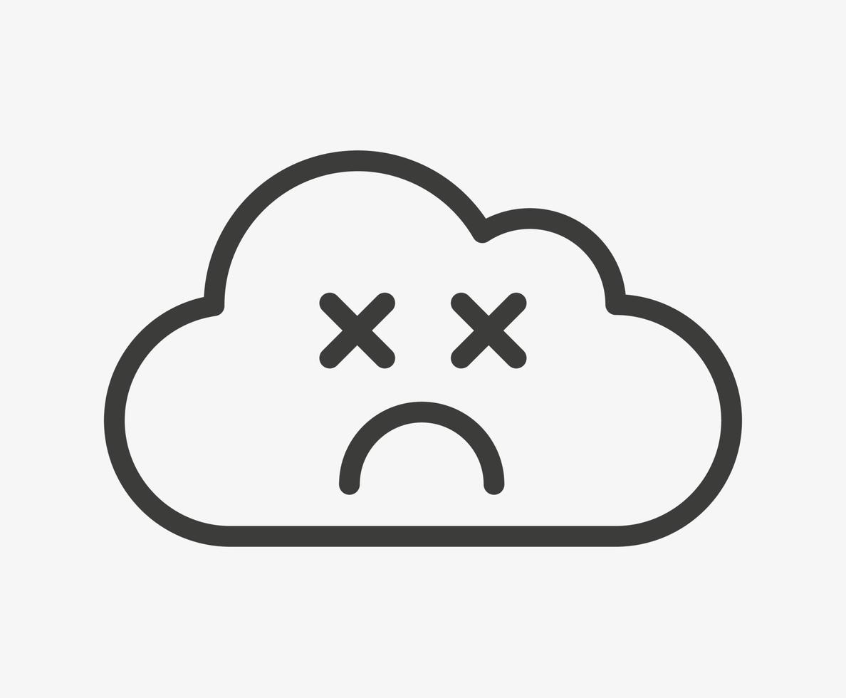 icona della nuvola di faccina triste. Nessuna connessione internet vettore