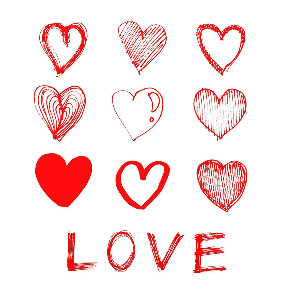 illustrazione disegnata a mano dell'icona di amore del cuore su sfondo bianco vettore