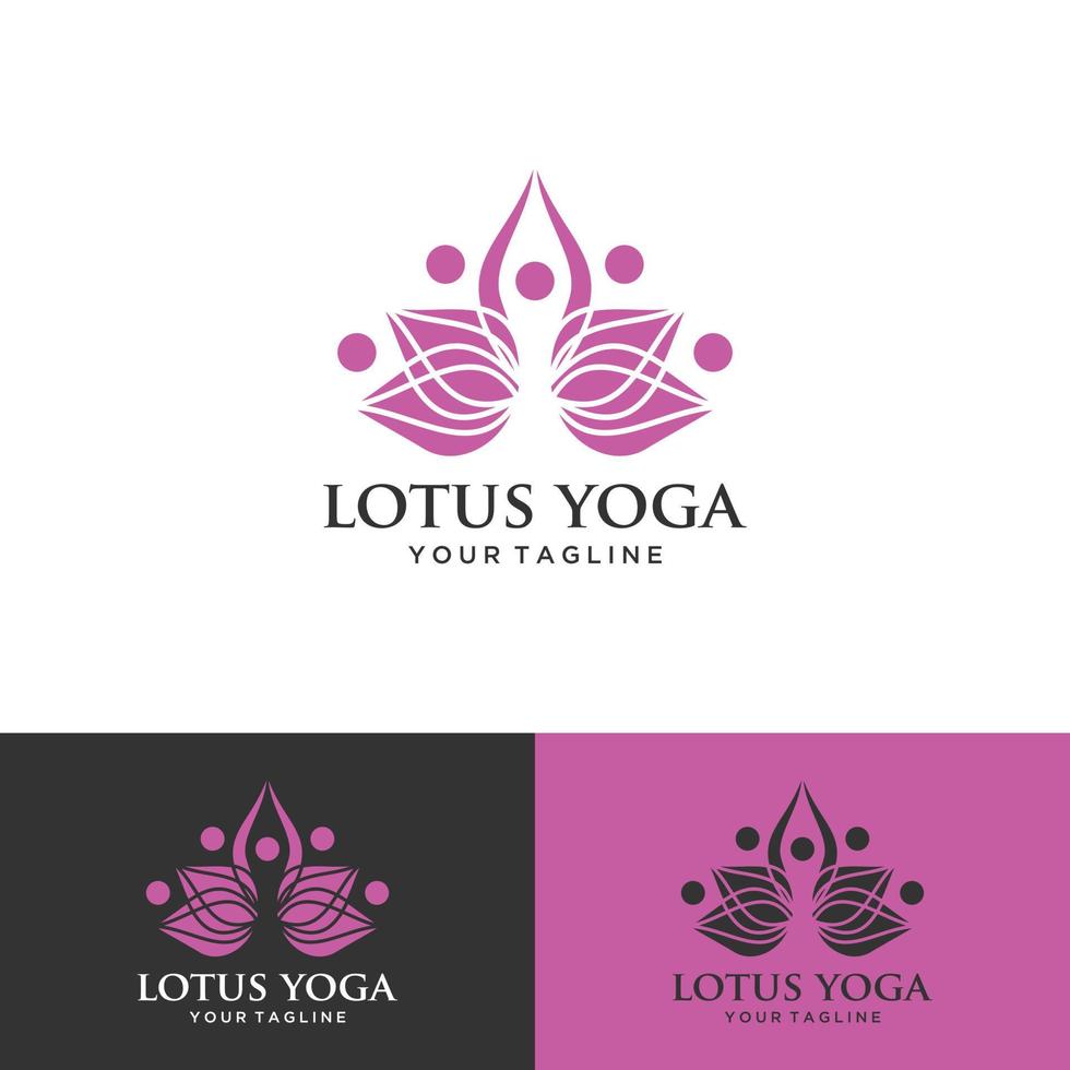 modello di vettore di progettazione di logo del fiore di posa del loto di yoga. salute bellezza spa logo concetto icona.