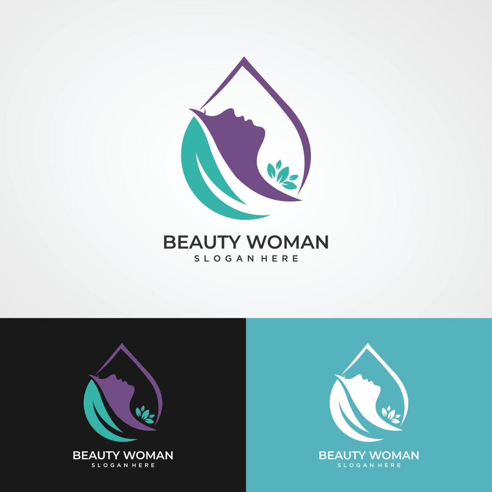 logo wanita siluet, kepala, logo wajah terisolasi. gunakan untuk salon kecantikan, spa, desain kosmetik, dll vettore