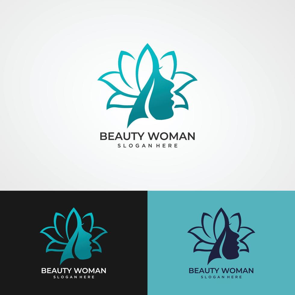 logo wanita siluet, kepala, logo wajah terisolasi. gunakan untuk salon kecantikan, spa, desain kosmetik, dll vettore