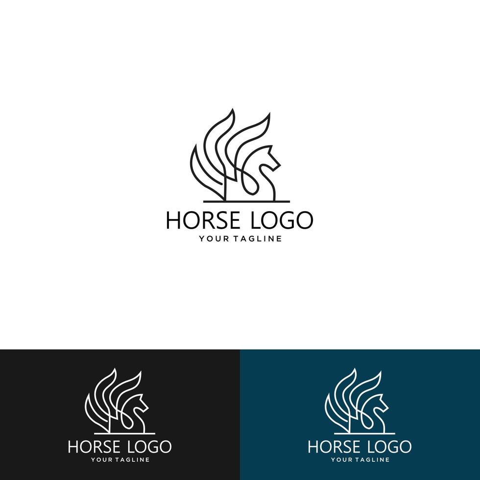 icone lineari vettoriali ed elementi di design del logo - vettore di cavallo