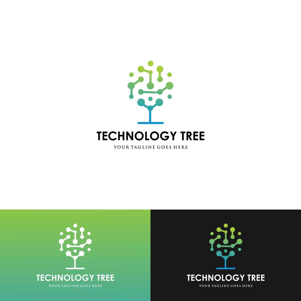 logo dell'albero della tecnologia su sfondo bianco. illustrazione vettoriale