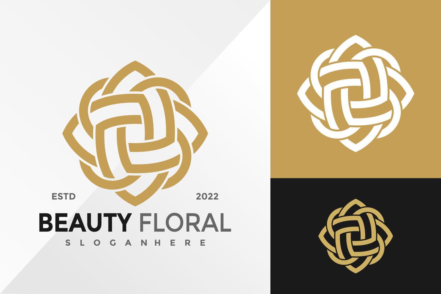 modello di illustrazione vettoriale di progettazione di logo floreale di bellezza astratta