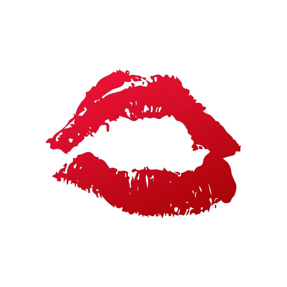 bacio di rossetto rosso su sfondo bianco. illustrazione vettoriale del segno del bacio. impronta delle labbra. stampa a tema di san valentino. modello facile da modificare per biglietti di auguri, poster, banner, volantini, etichette, ecc.