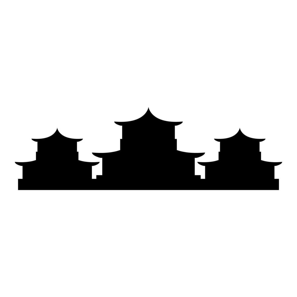 edifici tradizionali cinesi icona colore nero illustrazione vettoriale immagine stile piatto