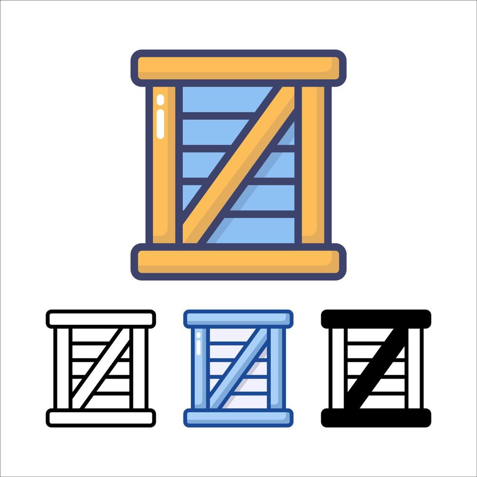 simbolo dell'icona del pacchetto di legno, design piatto del pittogramma per app e siti Web, isolato su sfondo bianco, illustrazione vettoriale
