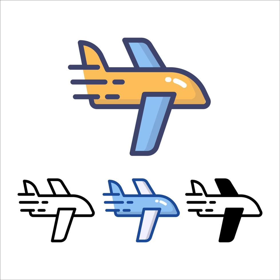 spedizione veloce consegna simbolo icona aereo, pittogramma design piatto per app e siti Web, traccia e traccia stato di elaborazione, isolato su sfondo bianco, illustrazione vettoriale