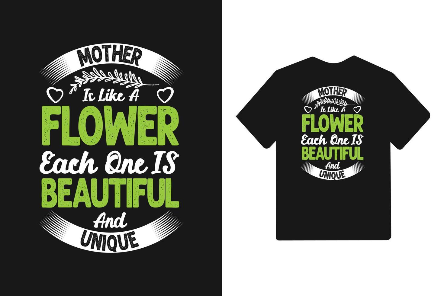 la madre è come un fiore, ognuno è bello e unico con il design della maglietta per la festa della mamma vettore