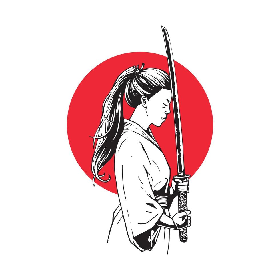 samurai giapponese femminile vettore