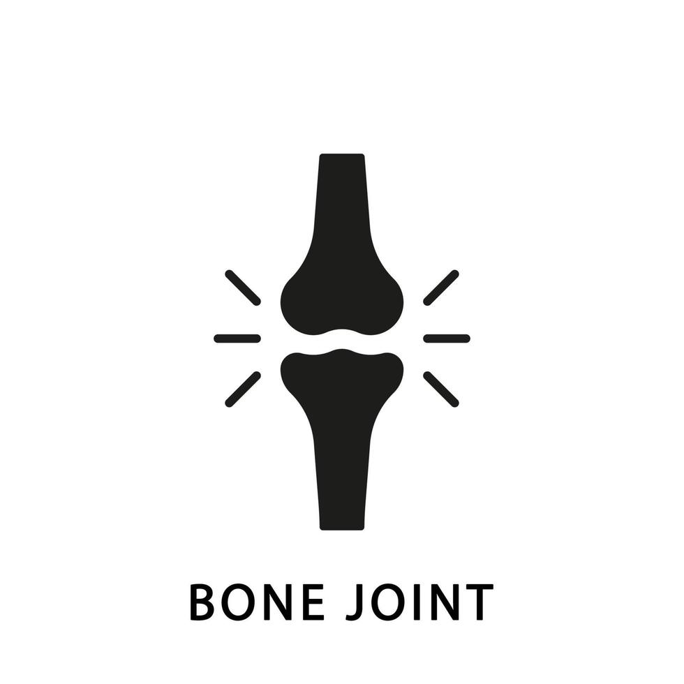 icona della silhouette dell'articolazione dell'osso del ginocchio umano. anatomia gamba scheletro pittogramma nero. artrite, osteoporosi malattia dell'articolazione ossea icona. salute ortopedica. illustrazione vettoriale isolata.