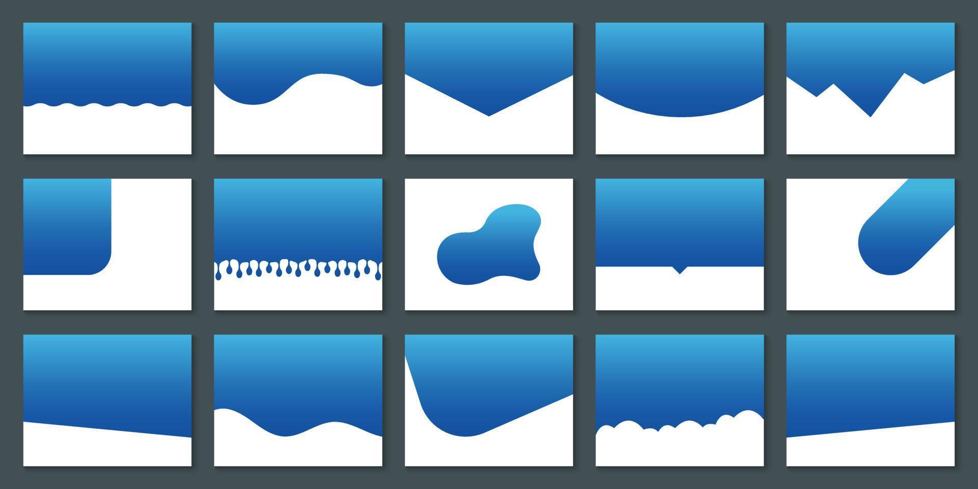 set di forme divisorie per sito Web. linee curve, gocce, raccolta di onde di elementi di design astratti per il sito web della pagina superiore e inferiore. illustrazione vettoriale isolata.