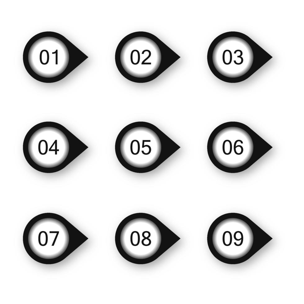 set di nove numeri da 0 a 9 illustrazione vettore
