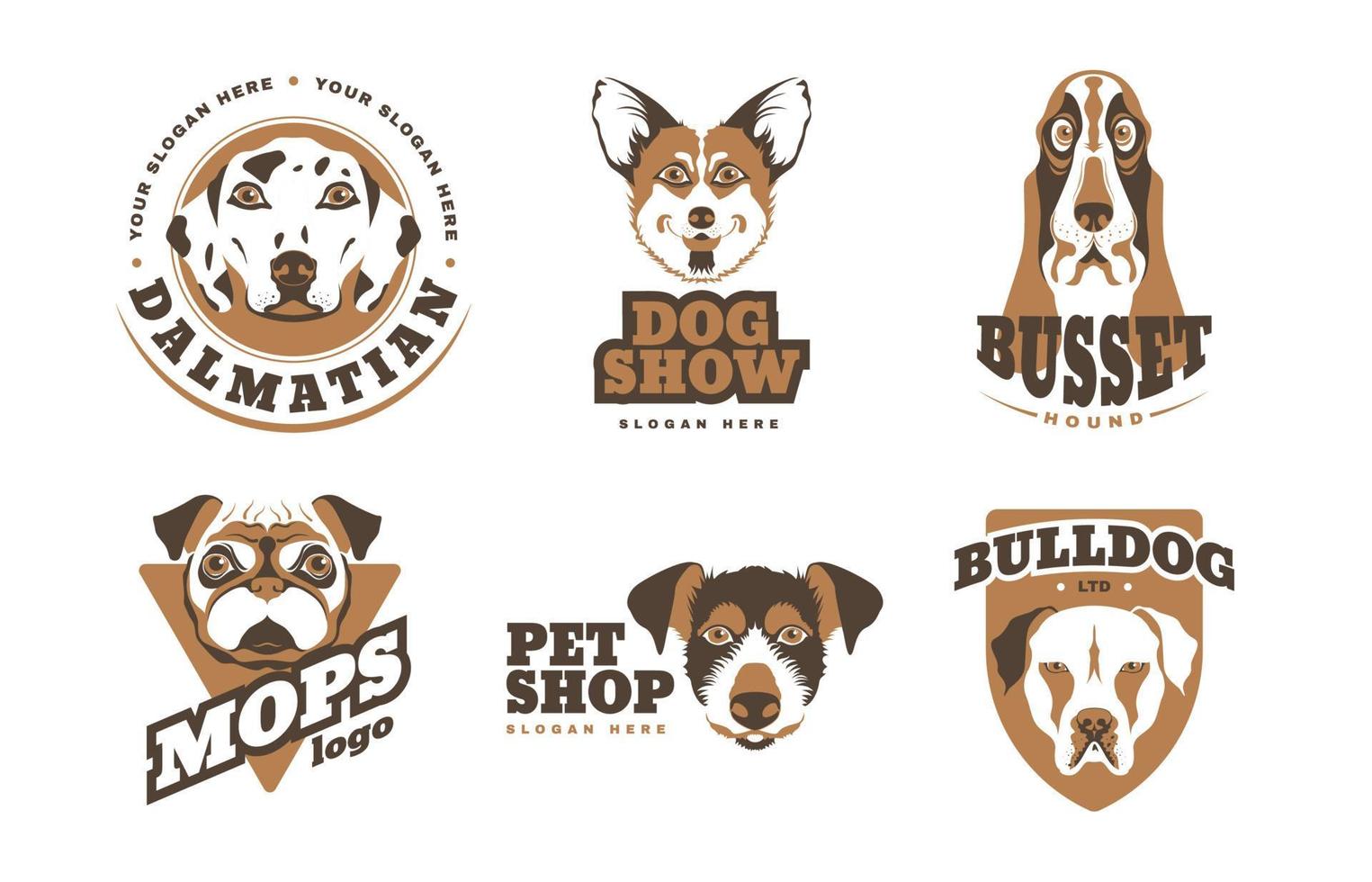 set di logo di razze di cani vettore