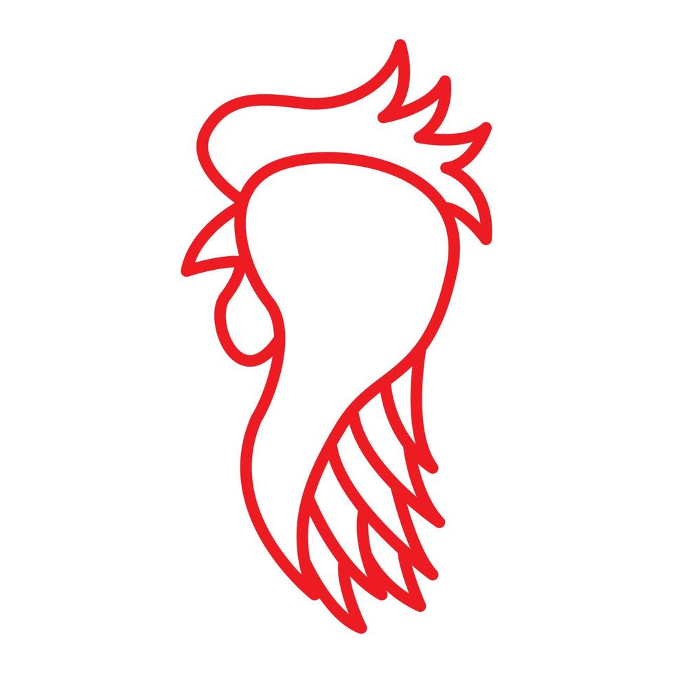 disegno grafico colorato dell'illustrazione dell'icona del vettore del simbolo del logo del gallo della testa dell'annata