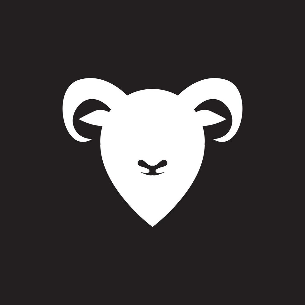 posizione della mappa pin con design del logo della capra testa, illustrazione dell'icona del simbolo grafico vettoriale idea creativa