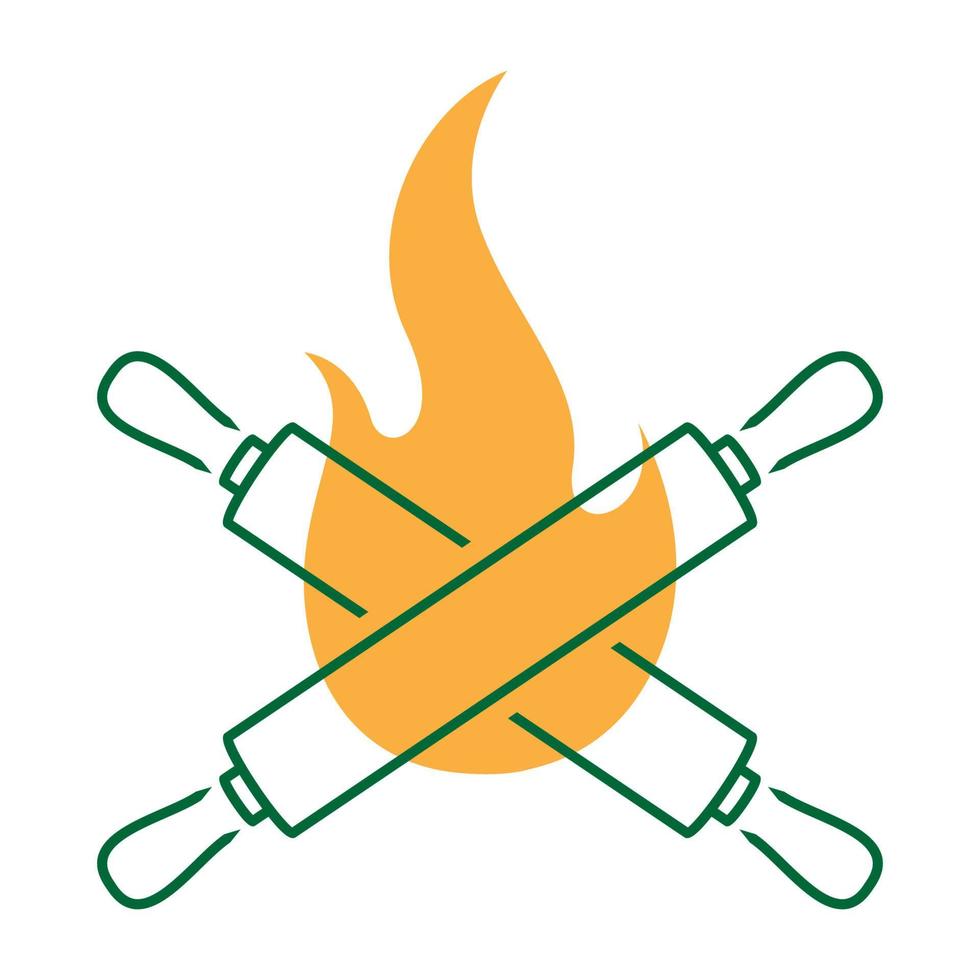 mattarello con logo fuoco simbolo icona vettore illustrazione grafica design