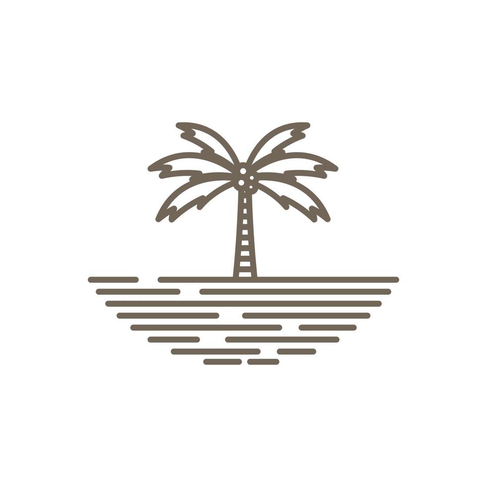 design del logo degli alberi di cocco della linea hipster, illustrazione dell'icona del simbolo grafico vettoriale idea creativa
