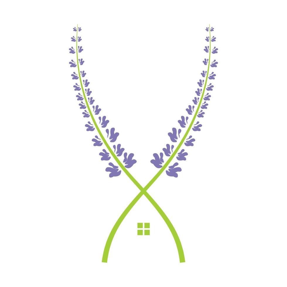 piante di lavanda con logo domestico simbolo icona vettore illustrazione grafica design