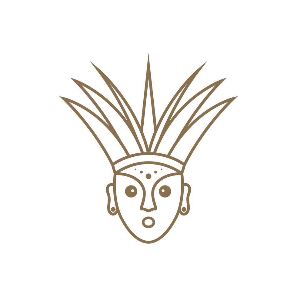 maschera cultura foresta logo etnico disegno vettoriale simbolo grafico icona illustrazione idea creativa
