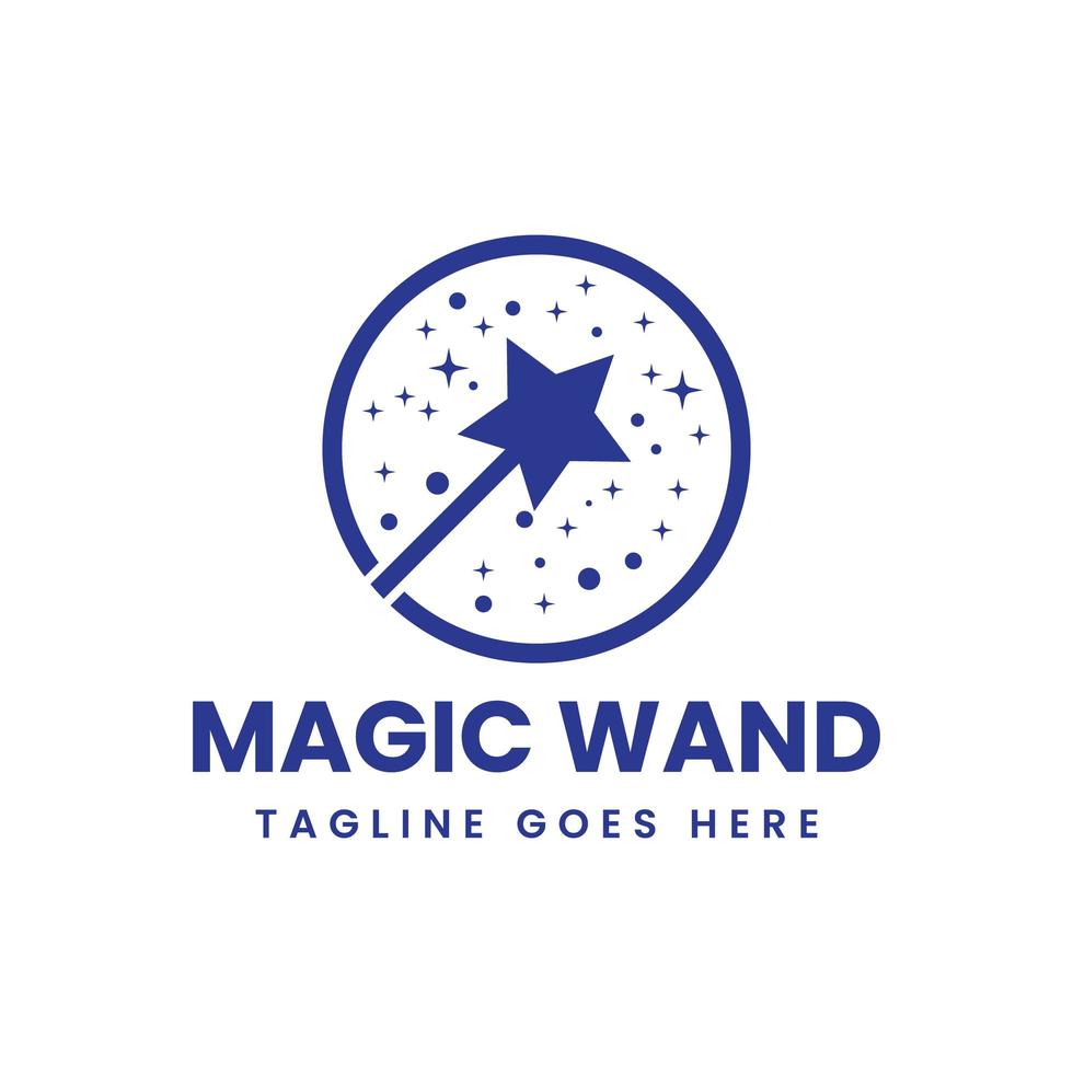 design del logo della stella della bacchetta magica vettore