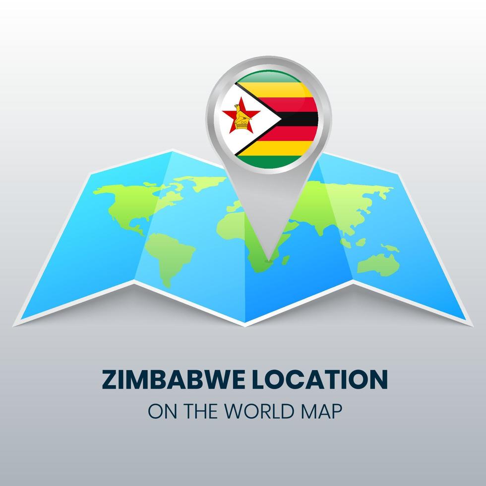 icona della posizione dello zimbabwe sulla mappa del mondo vettore