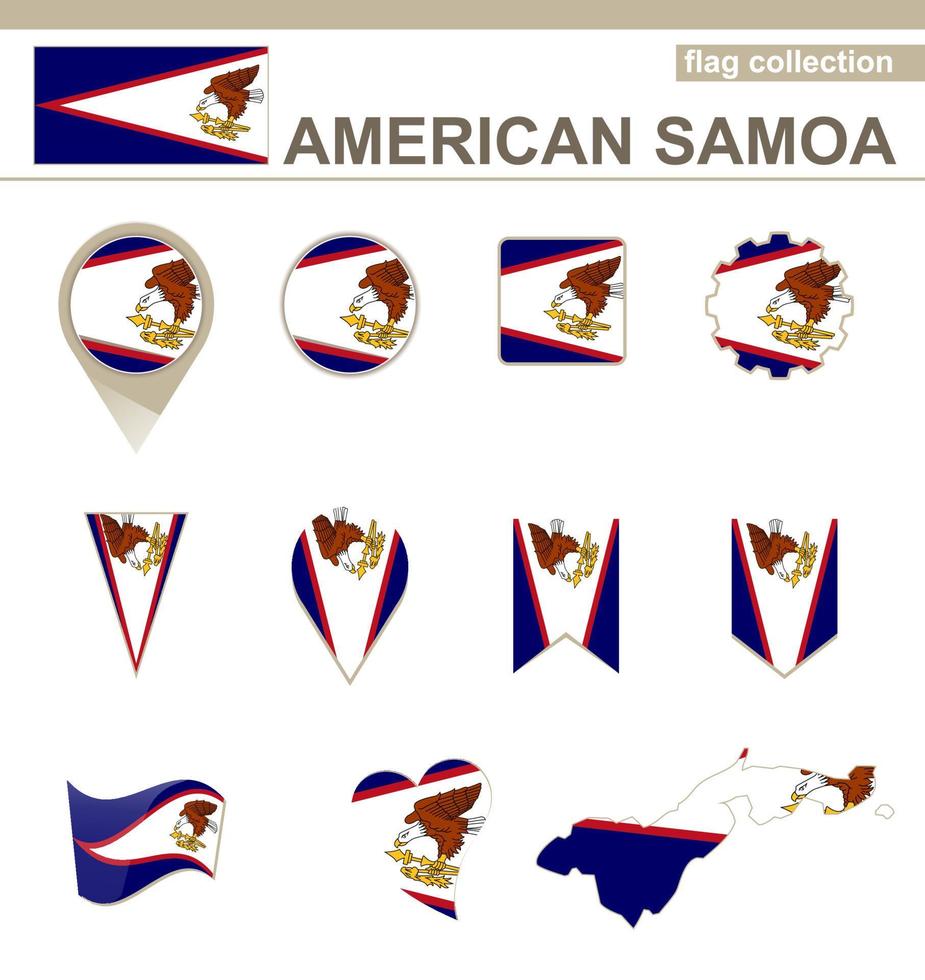 collezione di bandiere delle samoa americane vettore