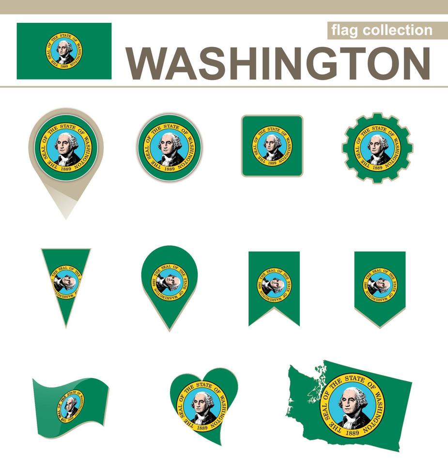 collezione di bandiere di Washington vettore