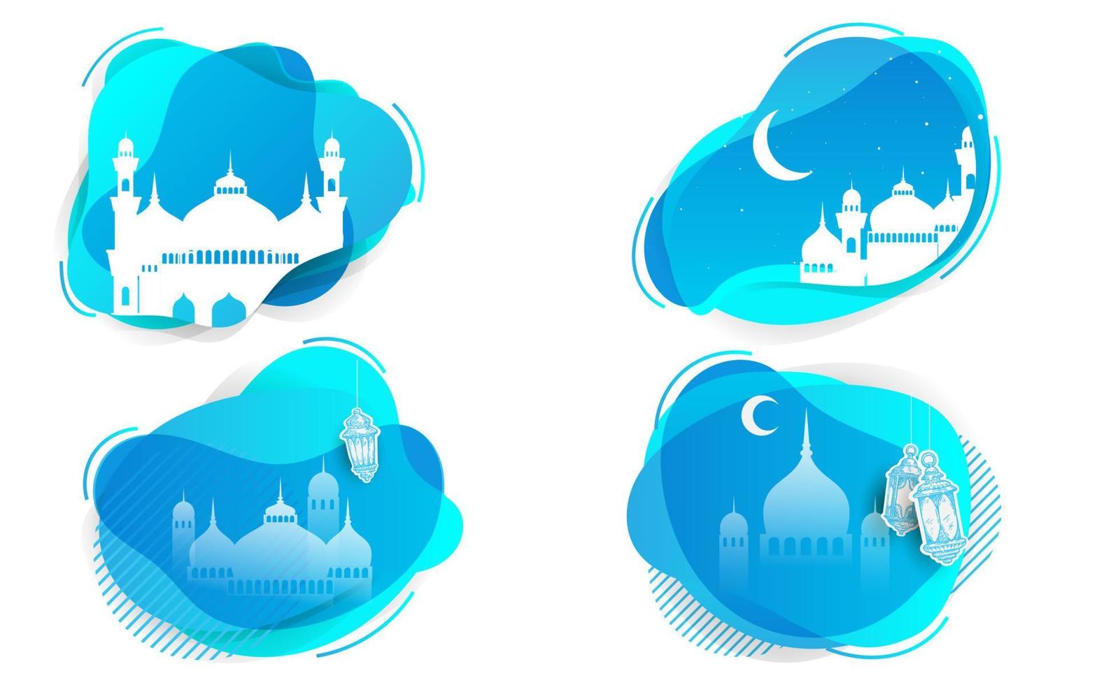 design della moschea impostato su sfondo bianco. design ramadan vettore