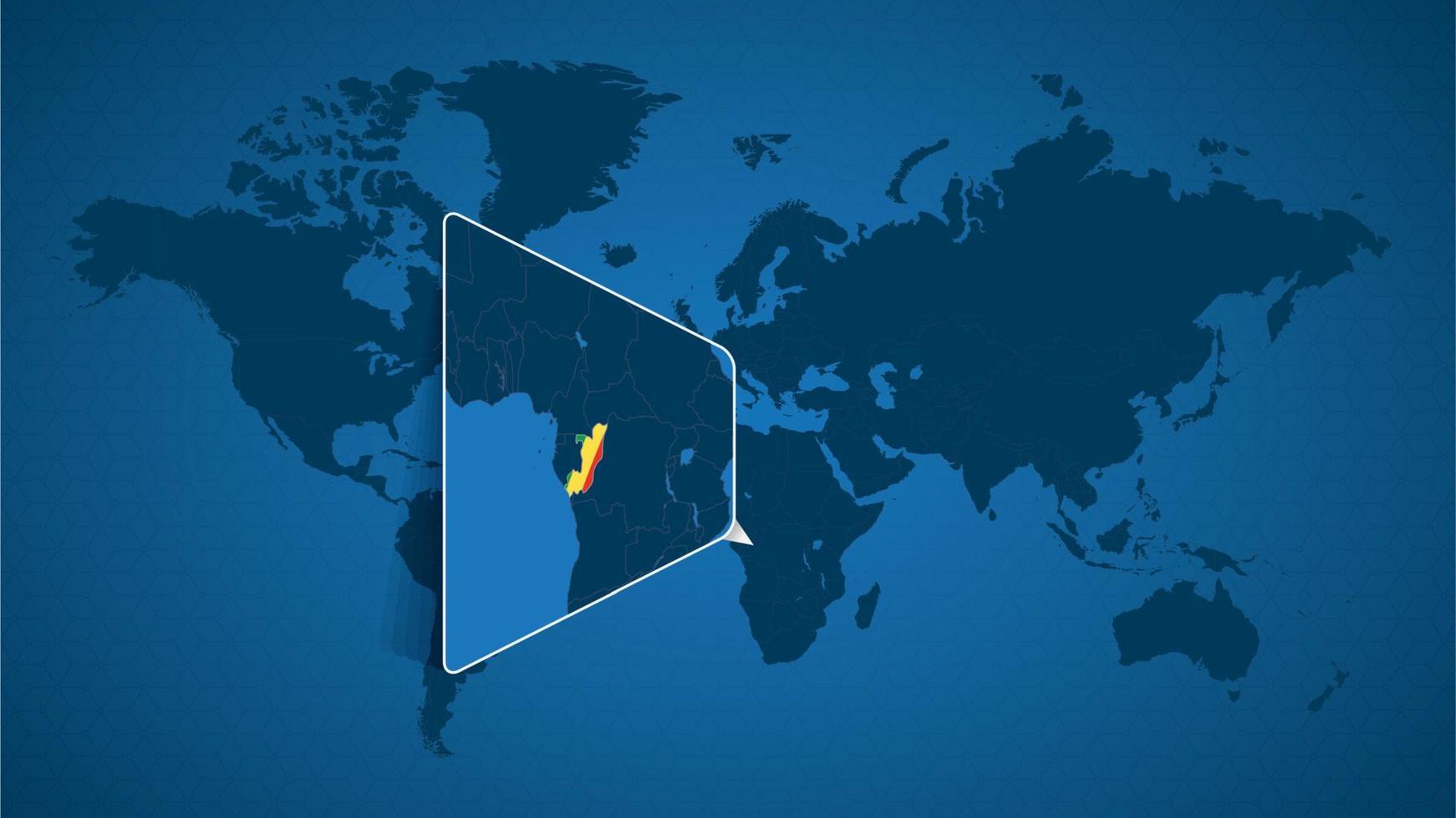 mappa del mondo dettagliata con mappa ingrandita appuntata del congo e dei paesi vicini. vettore